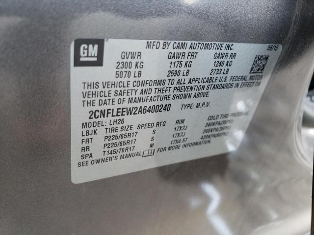 2CNFLEEW2A6400240 - 2010 CHEVROLET EQUINOX LT GRAY photo 12