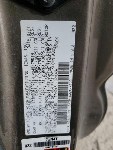 5TFUX4EN6BX008185 - 2011 TOYOTA TACOMA ACCESS CAB ყავისფერი ფოტო 12