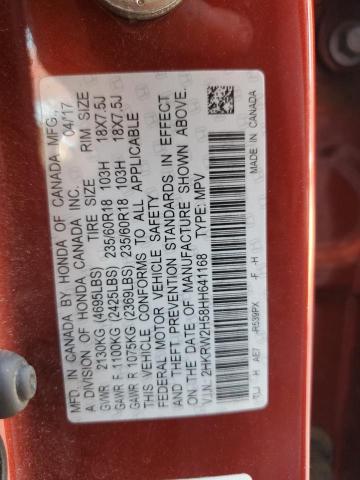 2HKRW2H58HH641168 - 2017 HONDA CR-V EX RED photo 14