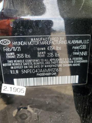 5NPEG4JA6MH121611 - 2021 HYUNDAI SONATA SE BLACK photo 12