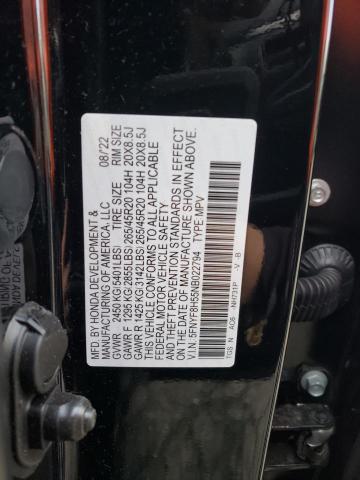 5FNYF8H55NB022794 - 2022 HONDA PASSPORT EXL შავი ფოტო 12