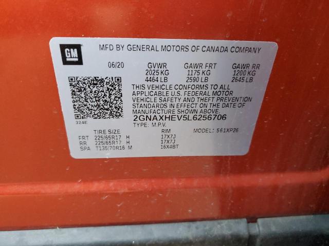 2GNAXHEV5L6256706 - 2020 CHEVROLET EQUINOX LS ORANGE photo 14