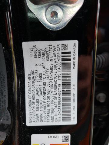 2HGFE2F5XPH507179 - 2023 HONDA CIVIC SPORT შავი ფოტო 12