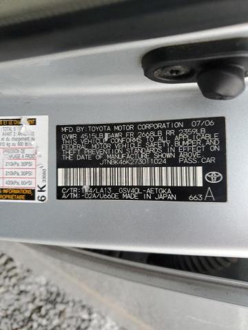 JTNBK46K273011024 - 2007 TOYOTA CAMRY LE SILVER photo 12