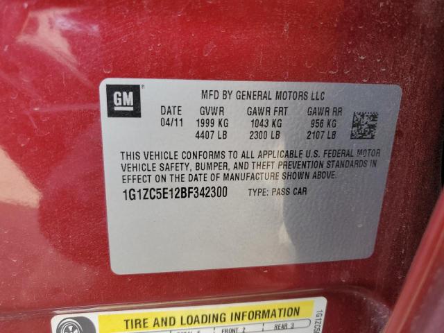 1G1ZC5E12BF342300 - 2011 CHEVROLET MALIBU 1LT RED photo 12