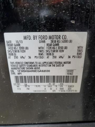 1FM5K8AR8EGA92030 - 2014 FORD EXPLORER POLICE INTERCEPTOR Սև լուսանկար 13