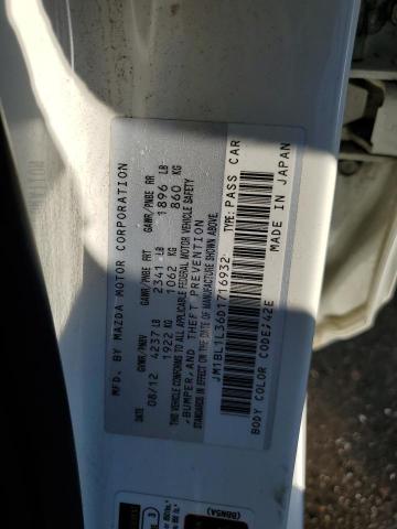 JM1BL1L36D1716932 - 2013 MAZDA SPEED 3 WHITE photo 12