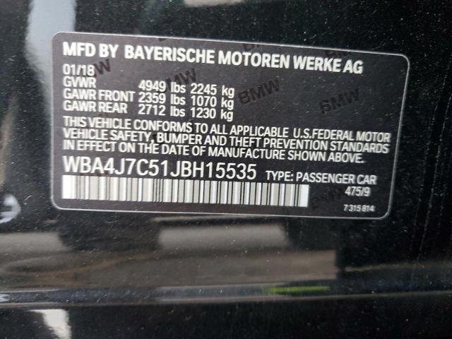 WBA4J7C51JBH15535 - 2018 BMW 440XI GRAN COUPE BLACK photo 12