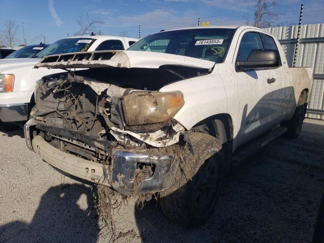 5TFUM5F14EX052474 - 2014 TOYOTA TUNDRA DOUBLE CAB SR/SR5 WHITE photo 1