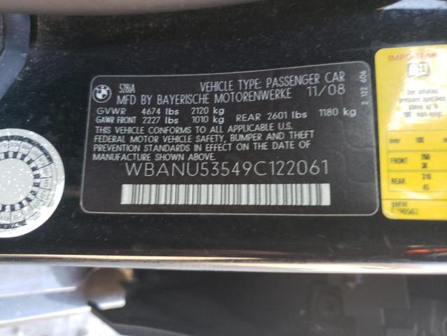 WBANU53549C122061 - 2009 BMW 528 I BLACK photo 12