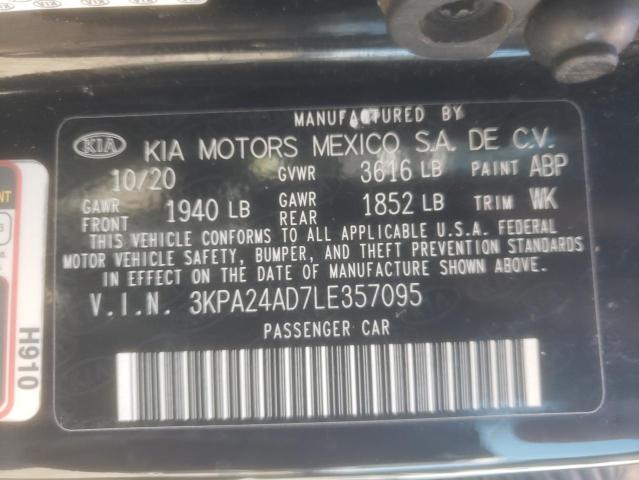 3KPA24AD7LE357095 - 2020 KIA RIO LX BLACK photo 13