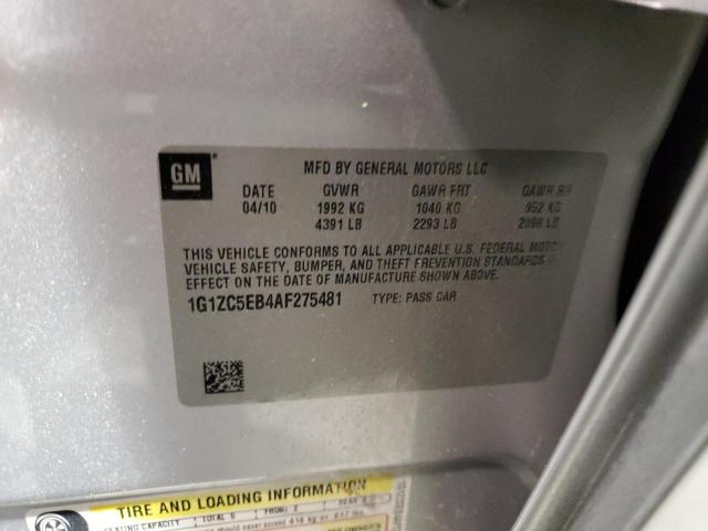 1G1ZC5EB4AF275481 - 2010 CHEVROLET MALIBU 1LT 银色 照片 12