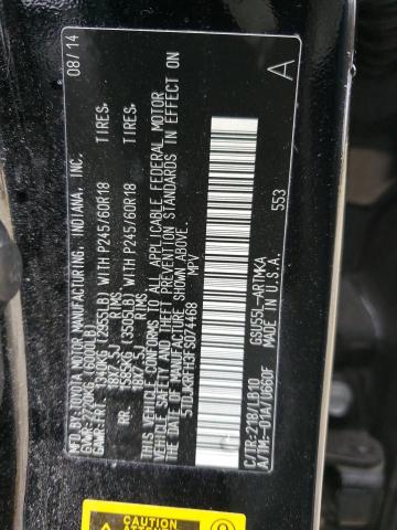 5TDJKRFH3FS074468 - 2015 TOYOTA HIGHLANDER XLE BLACK photo 14