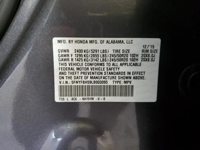 5FNYF8H59LB003095 - 2020 HONDA PASSPORT EXL გრაფიტი ფოტო 14