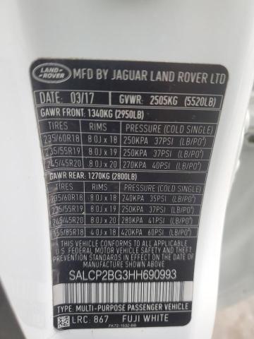 SALCP2BG3HH690993 - 2017 LAND ROVER DISCOVERY SE WHITE photo 13