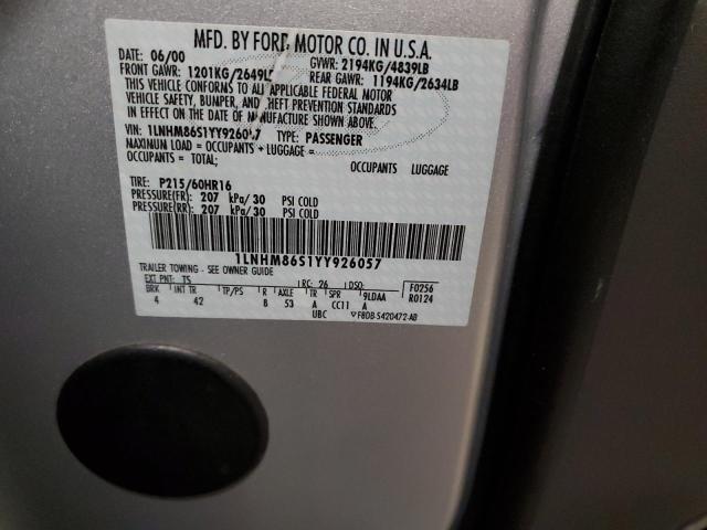 1LNHM86S1YY926057 - 2000 LINCOLN LS 银色 照片 12