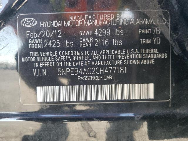 5NPEB4AC2CH477181 - 2012 HYUNDAI SONATA GLS BLACK photo 13