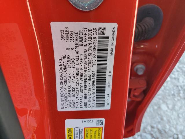 2HGFE1E50PH475077 - 2023 HONDA CIVIC SI RED photo 12