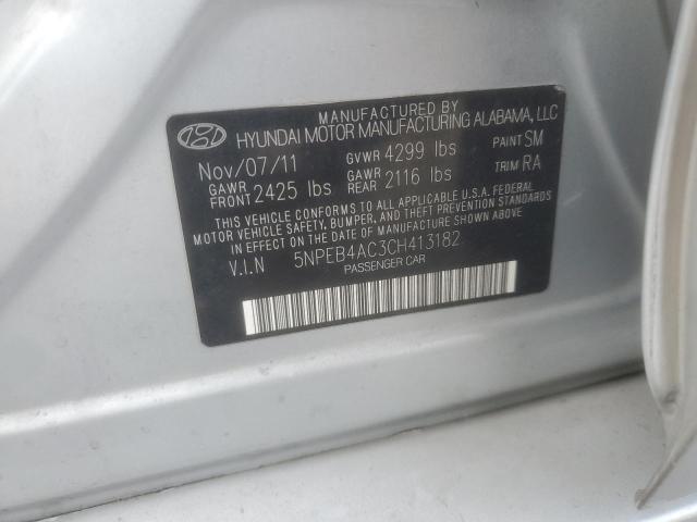 5NPEB4AC3CH413182 - 2012 HYUNDAI SONATA GLS SILVER photo 12