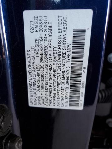 5FNYF8H59PB014913 - 2023 HONDA PASSPORT EXL BLUE photo 14