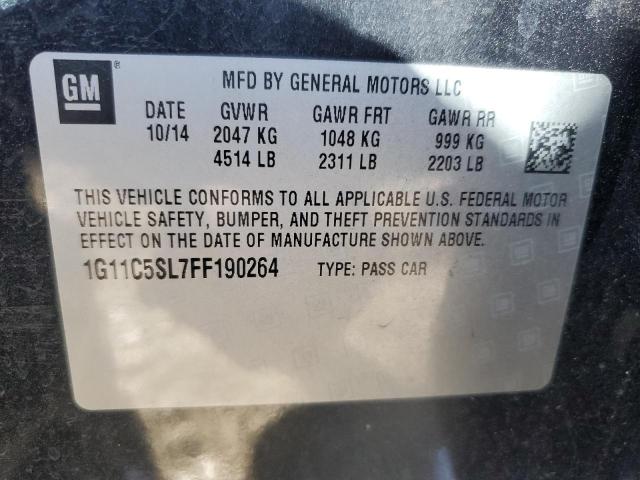 1G11C5SL7FF190264 - 2015 CHEVROLET MALIBU 1LT BLACK photo 12