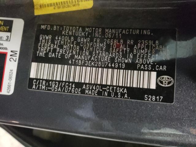 4T1BF3EK2BU744919 - 2011 TOYOTA CAMRY BASE GRAY photo 12