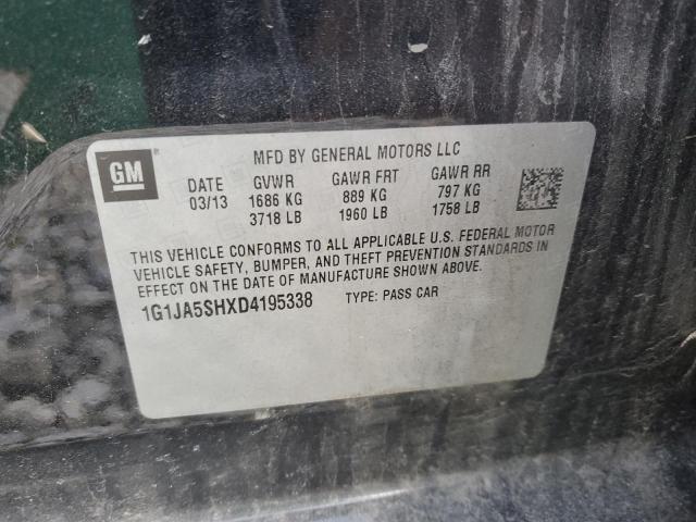 1G1JA5SHXD4195338 - 2013 CHEVROLET SONIC LS 黑色 照片 12