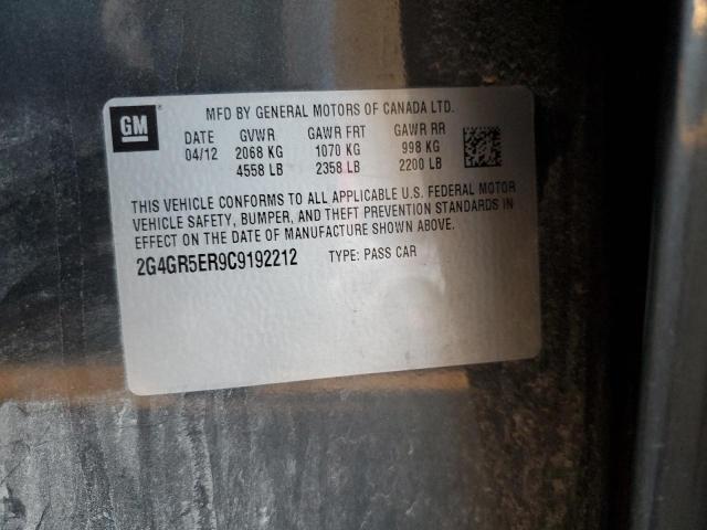 2G4GR5ER9C9192212 - 2012 BUICK REGAL 灰色 照片 12