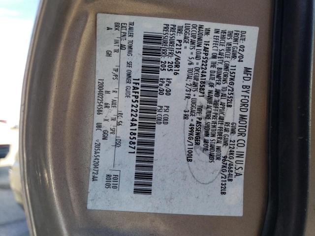 1FAFP52224A185871 - 2004 FORD TAURUS LX GOLD photo 12