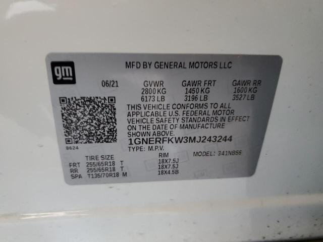 1GNERFKW3MJ243244 - 2021 CHEVROLET TRAVERSE LS WHITE photo 13