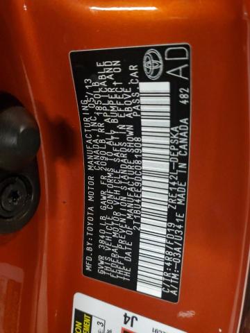 2T1BU4EE9DC081908 - 2013 TOYOTA COROLLA BASE ORANGE photo 12