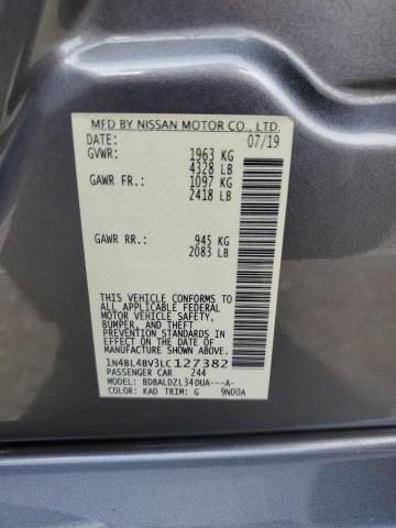 1N4BL4BV3LC127382 - 2020 NISSAN ALTIMA S GRAY photo 13