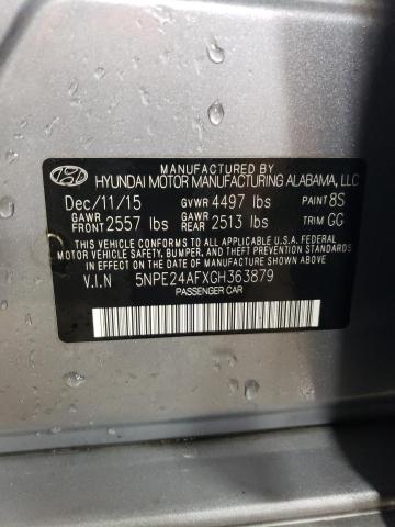 5NPE24AFXGH363879 - 2016 HYUNDAI SONATA SE SILVER photo 12