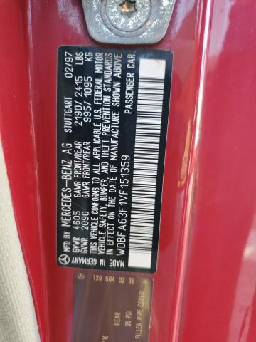 WDBFA63F1VF151359 - 1997 MERCEDES-BENZ SL 320 RED photo 12