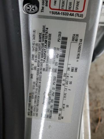 3FADP4TJXJM107974 - 2018 FORD FIESTA S SILVER photo 12