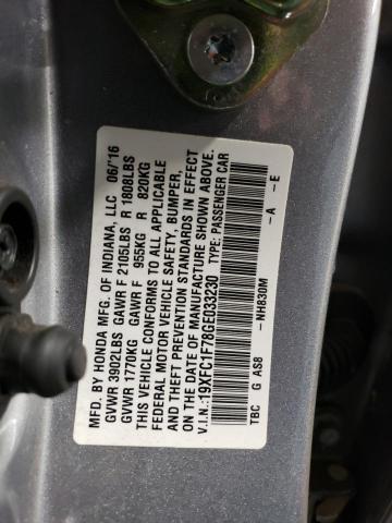 19XFC1F78GE033230 - 2016 HONDA CIVIC EXL SILVER photo 12