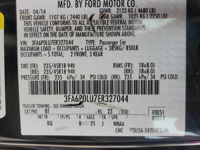 3FA6P0LU7ER327044 - 2014 FORD FUSION SE HYBRID BLACK photo 12