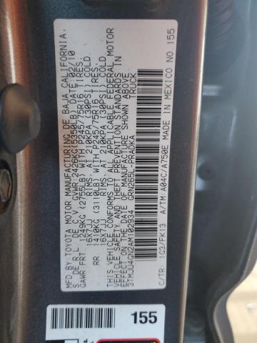 3TMJU4GN2AM102934 - 2010 TOYOTA TACOMA DOUBLE CAB PRERUNNER GRAY photo 12