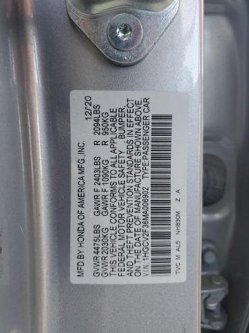 1HGCV2F36MA006902 - 2021 HONDA ACCORD SPORT GRAY photo 12