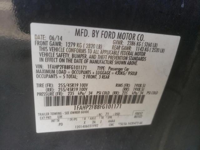 1FAHP2F88FG101171 - 2015 FORD TAURUS LIMITED BLACK photo 12