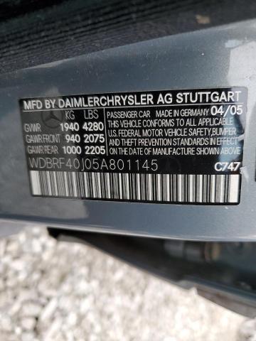 WDBRF40J05A801145 - 2005 MERCEDES-BENZ C 230K SPORT SEDAN GRAY photo 12