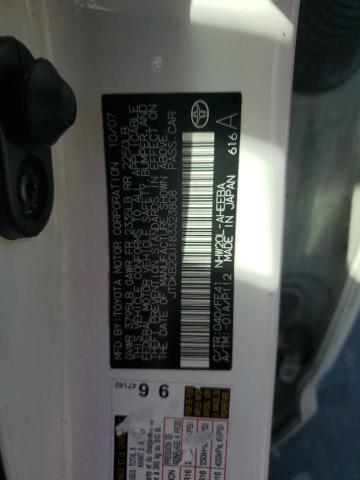 JTDKB20U183323808 - 2008 TOYOTA PRIUS WHITE photo 13