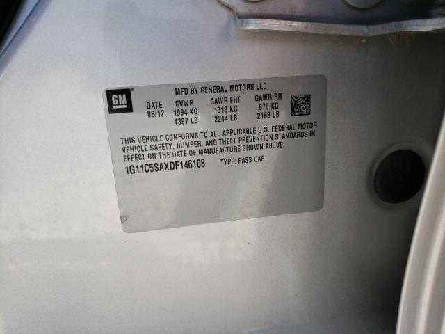 1G11C5SAXDF146108 - 2013 CHEVROLET MALIBU 1LT 银色 照片 12