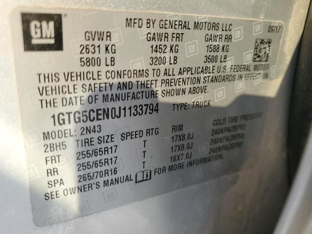 1GTG5CEN0J1133794 - 2018 GMC CANYON SLE SILVER photo 12