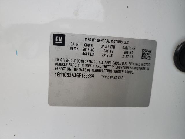 1G11C5SA3GF136864 - 2016 CHEVROLET MALIBU LIM LT Ақ фото 12