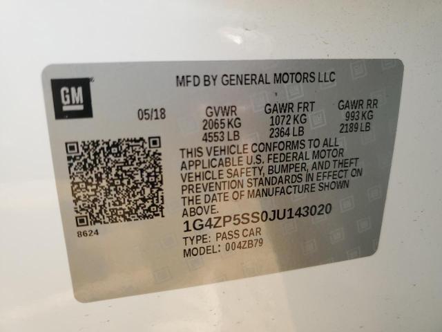 1G4ZP5SS0JU143020 - 2018 BUICK LACROSSE ESSENCE თეთრი ფოტო 12