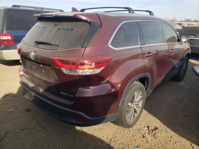 5TDJZRFH8KS983747 - 2019 TOYOTA HIGHLANDER SE MAROON photo 3