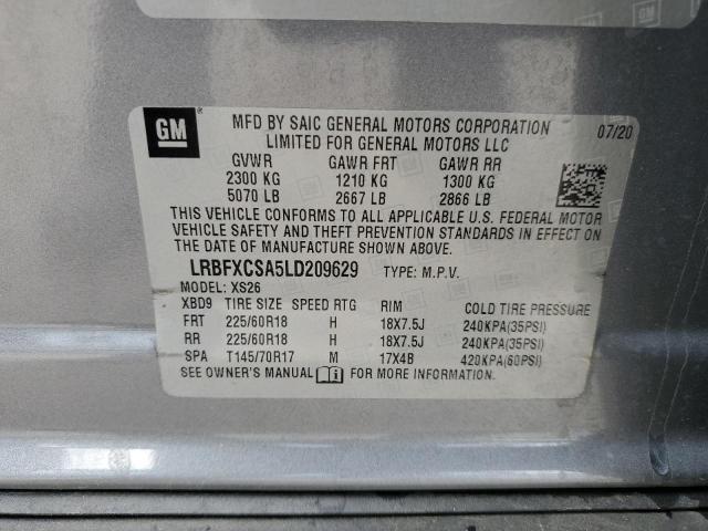 LRBFXCSA5LD209629 - 2020 BUICK ENVISION ESSENCE GRAY photo 13