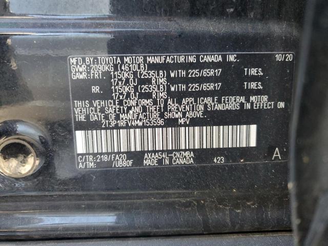 2T3P1RFV4MW153596 - 2021 TOYOTA RAV4 XLE GRAY photo 12