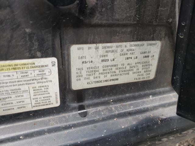 KL1TD5DE1AB109696 - 2010 CHEVROLET AVEO LS 黑色 照片 12